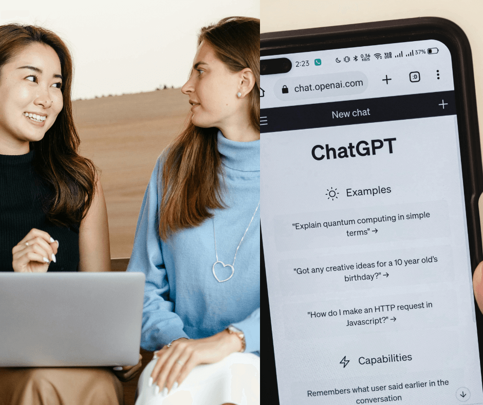 Human face-to-face conversation contrasted with AI-generated messaging